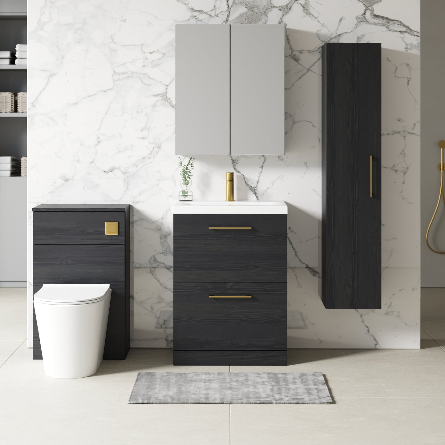 NUIE 600mm Floor Standing 2 Drawer Vanity & Basin 1