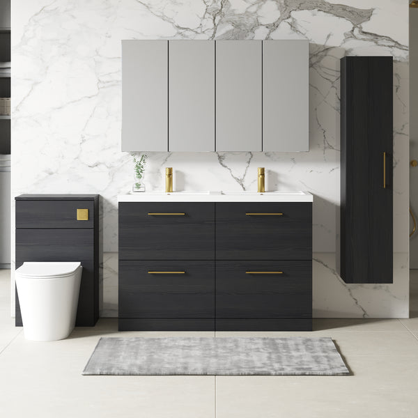 NUIE 1200mm Floor Standing 4 Drawer Vanity & Double Basin