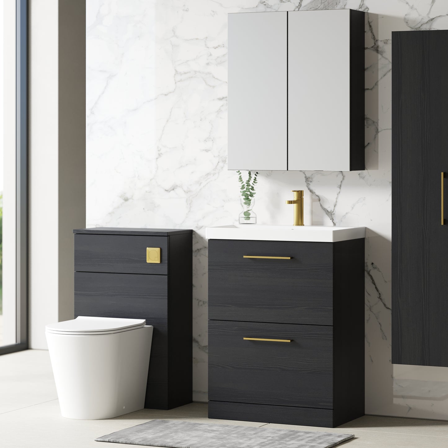 NUIE 600mm Floor Standing 2 Drawer Vanity & Basin 3