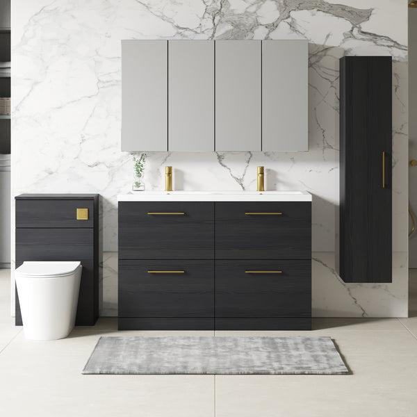 NUIE 1200mm Floor Standing 4 Drawer Vanity & Double Basin
