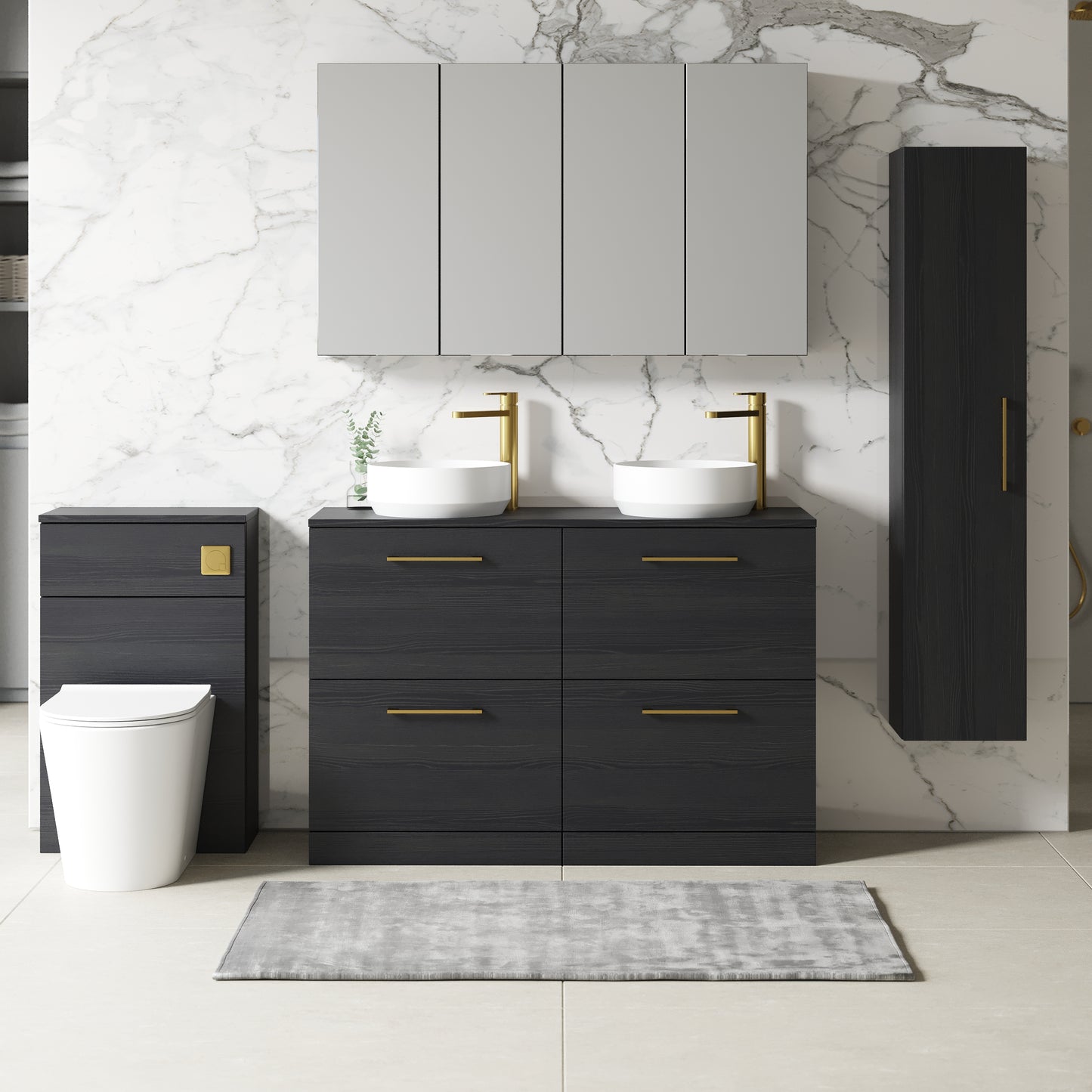 NUIE 1200mm Floor Standing 4 Drawer Vanity & Worktop
