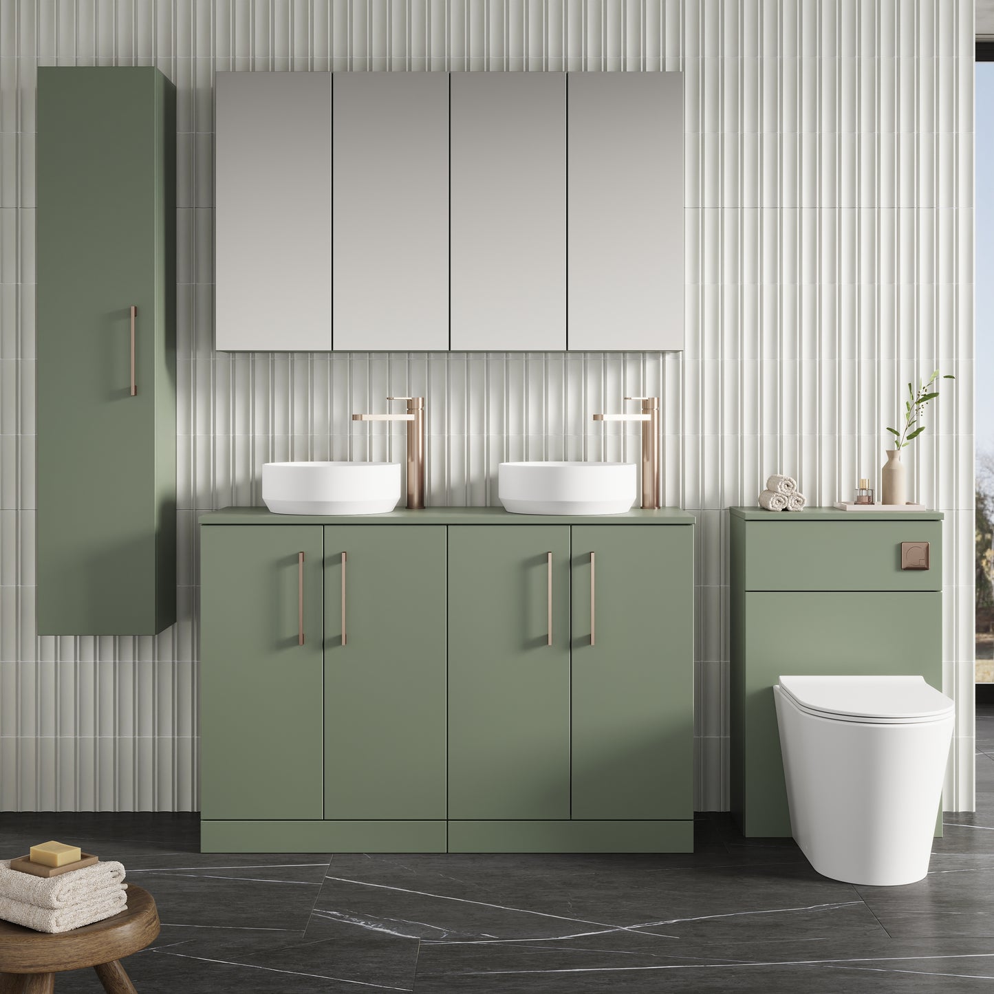 NUIE 1200mm Floor Standing 4 Door Vanity & Worktop