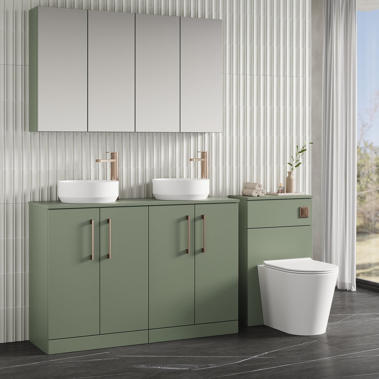 NUIE 1200mm Floor Standing 4 Door Vanity & Worktop