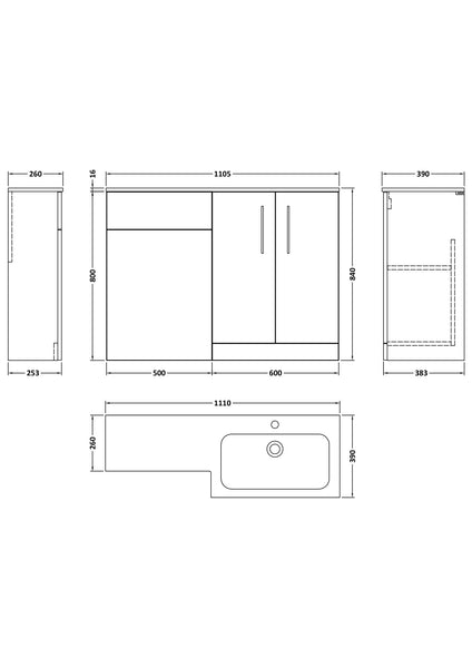 NUIE 1100mm Right Hand Combination
