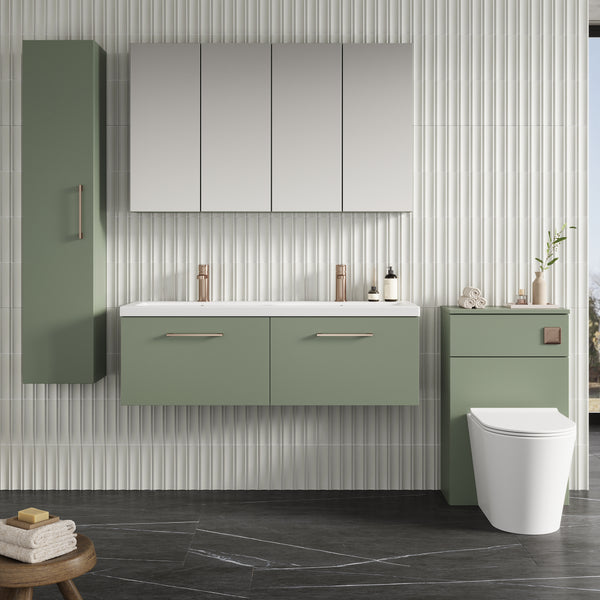 NUIE 1200mm Wall Hung 2 Drawer Vanity & Double Basin