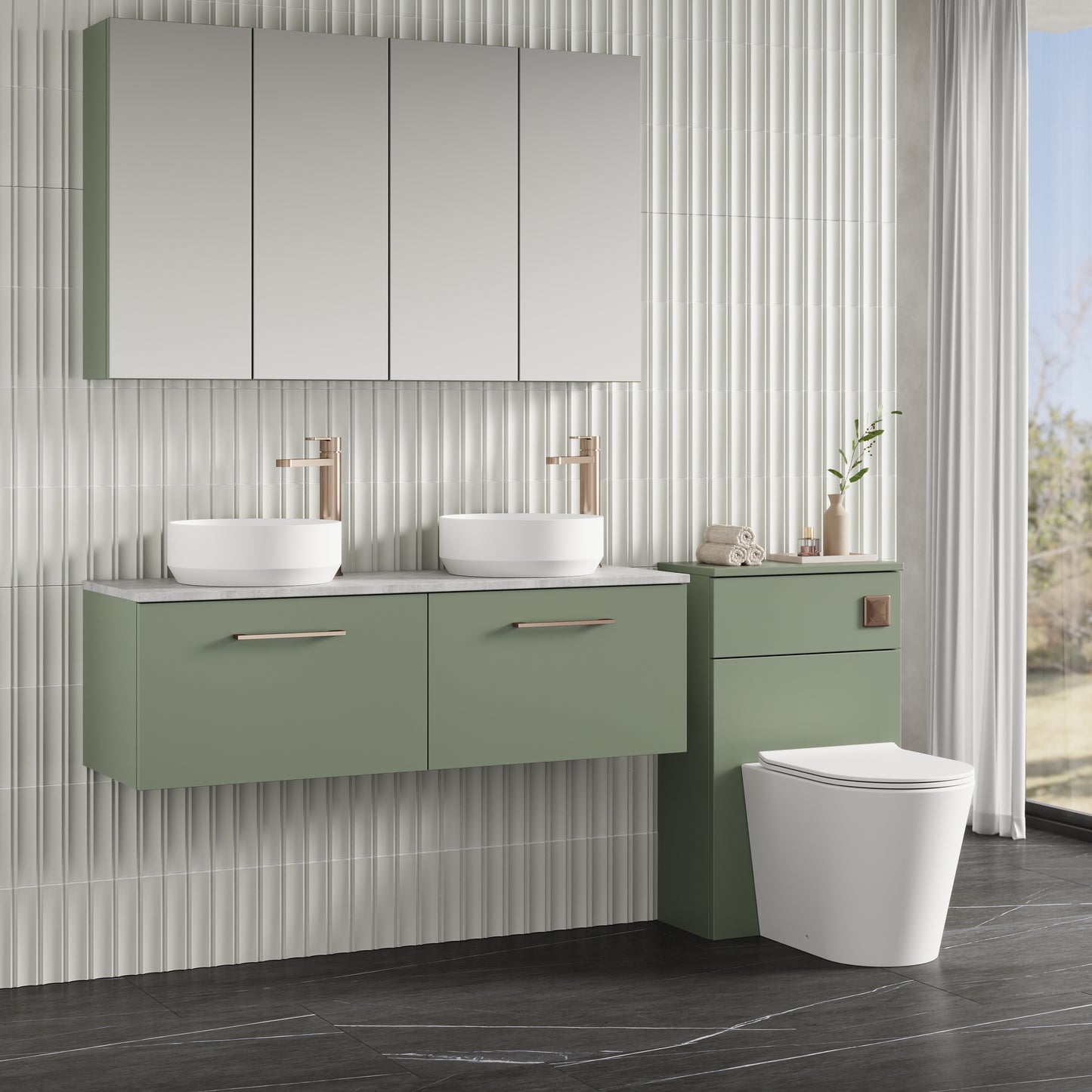 NUIE 1200mm Wall Hung 2-Drawer Vanity & Laminate Worktop