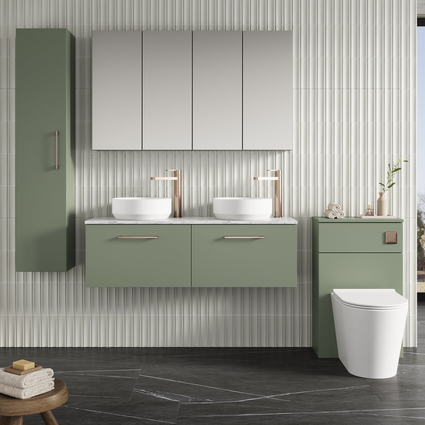 NUIE 1200mm Wall Hung 2-Drawer Vanity & Laminate Worktop