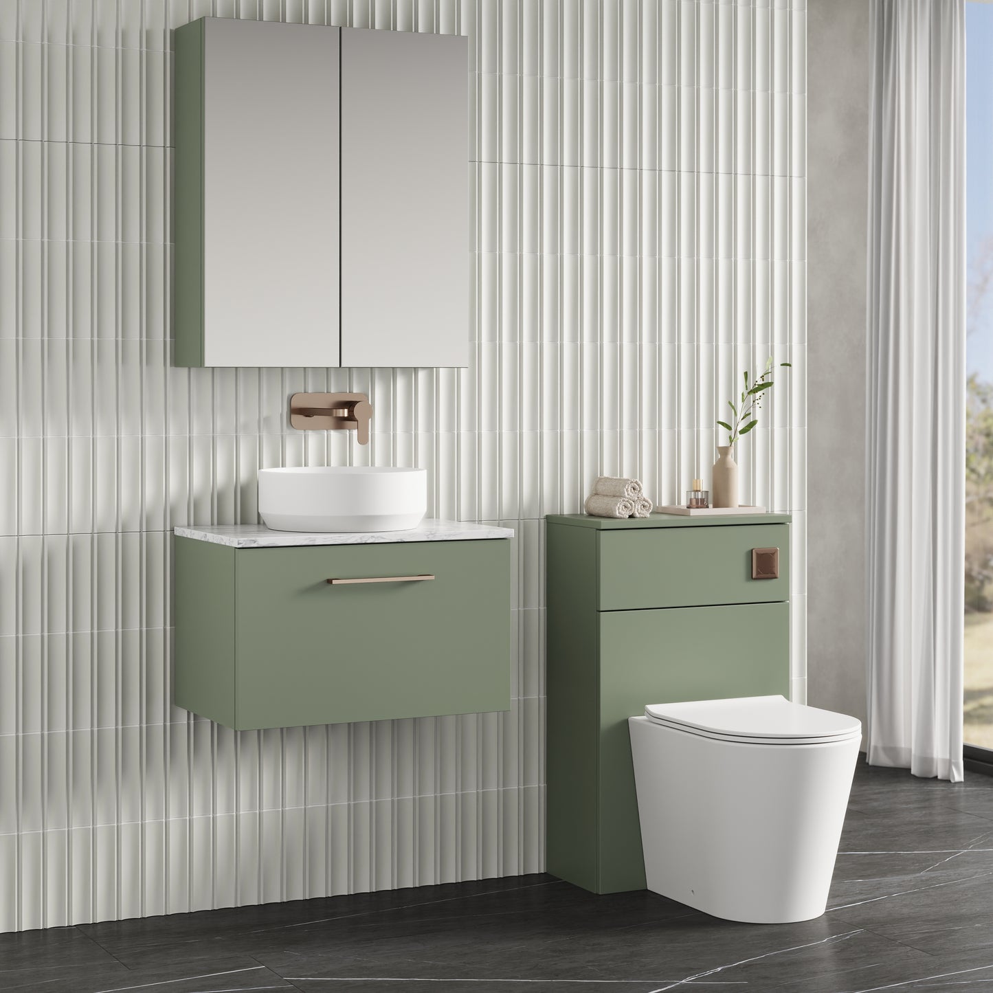 NUIE 600mm Wall Hung 1-Drawer Vanity & Laminate Worktop