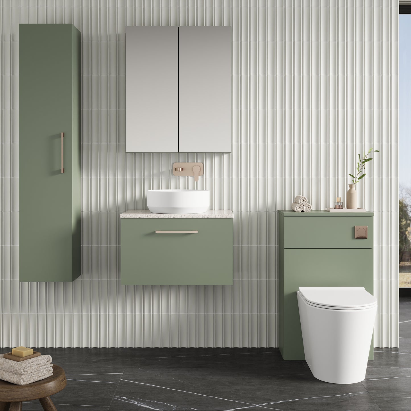 NUIE 600mm Wall Hung 1 Drawer Vanity & Laminate Top