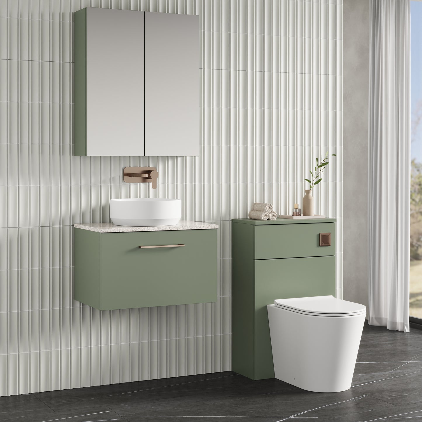 NUIE 600mm Wall Hung 1 Drawer Vanity & Laminate Top