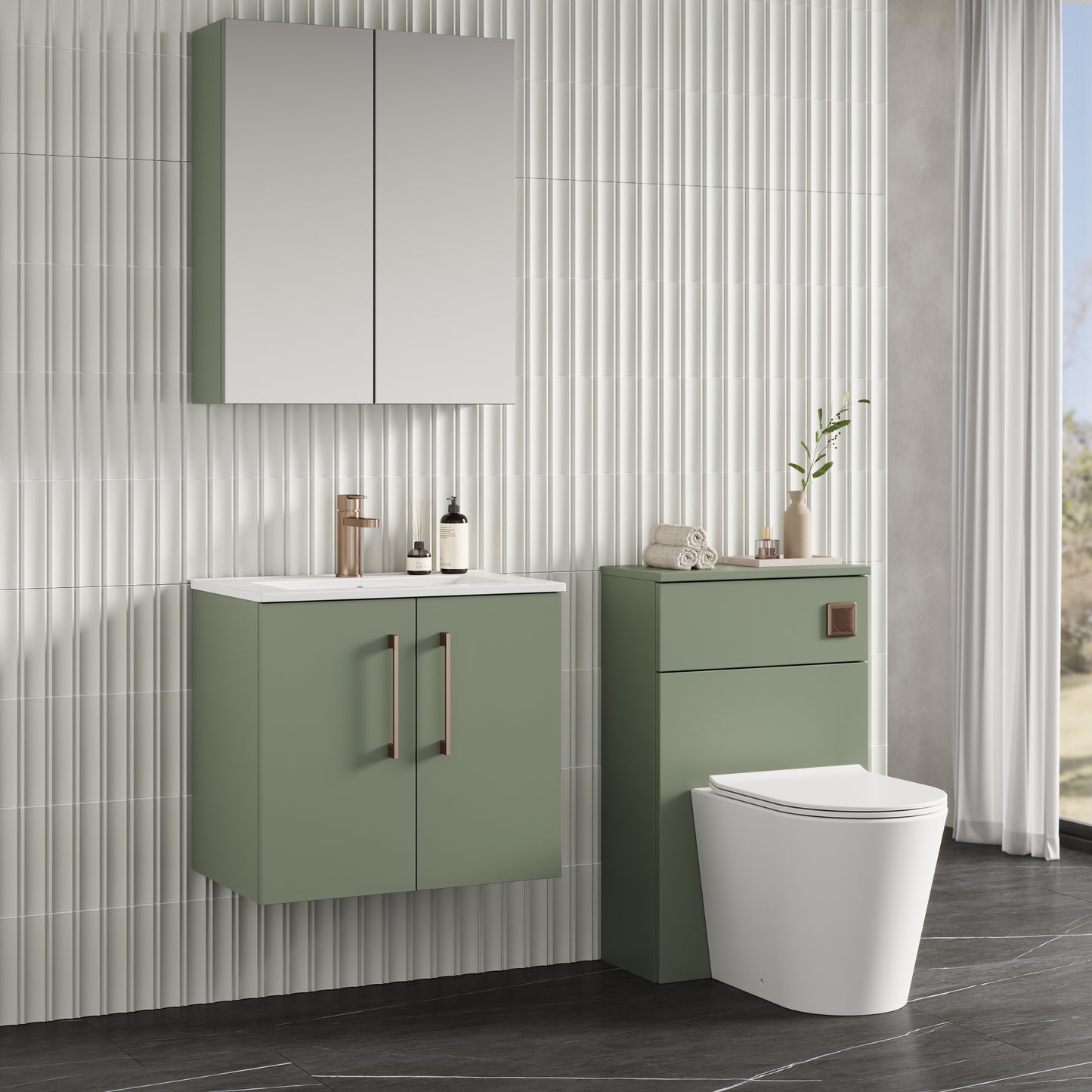 NUIE 600mm Wall Hung 2 Door Vanity & Basin 2