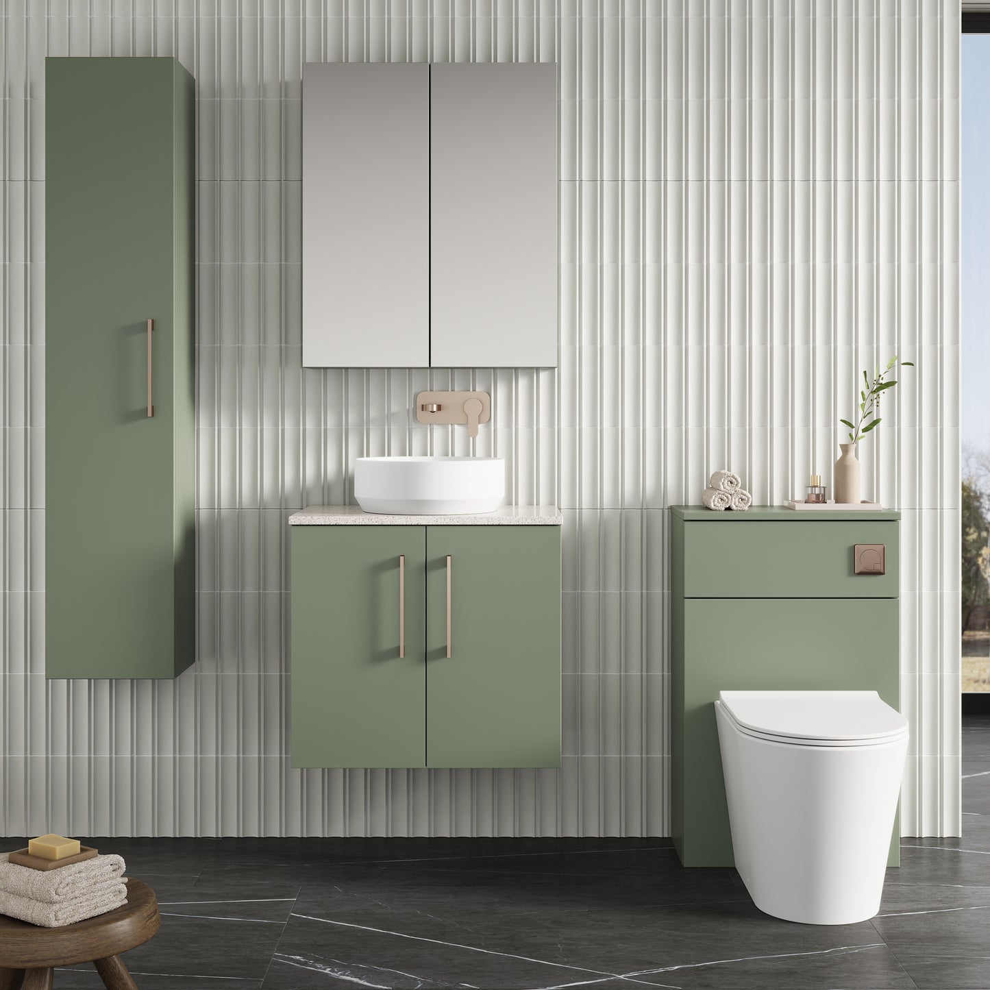 NUIE 600mm Wall Hung 2 Door Vanity & Laminate Top