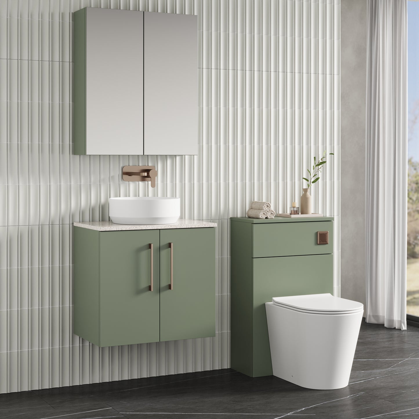 NUIE 600mm Wall Hung 2 Door Vanity & Laminate Top