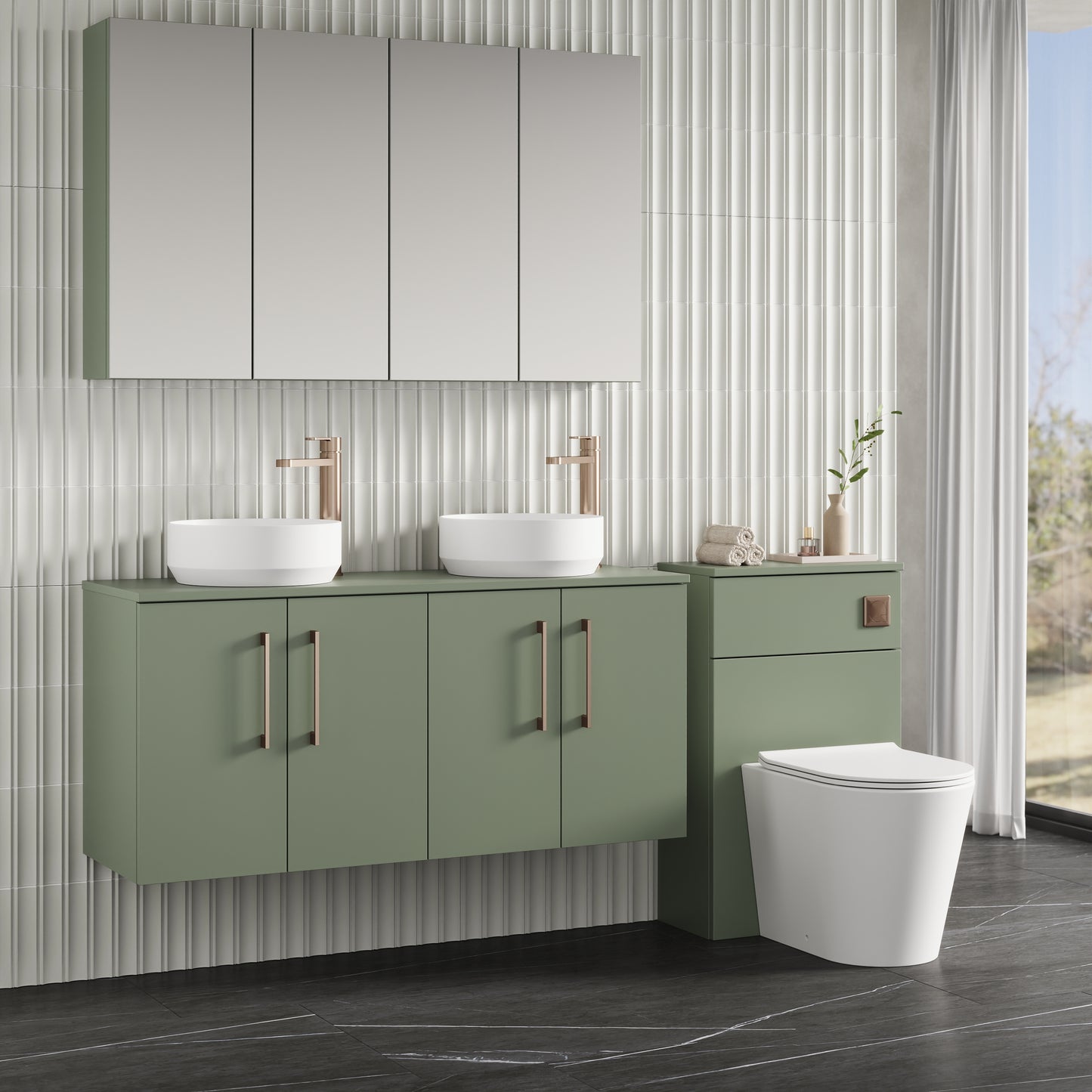 NUIE 1200mm Wall Hung 4 Door Vanity & Worktop