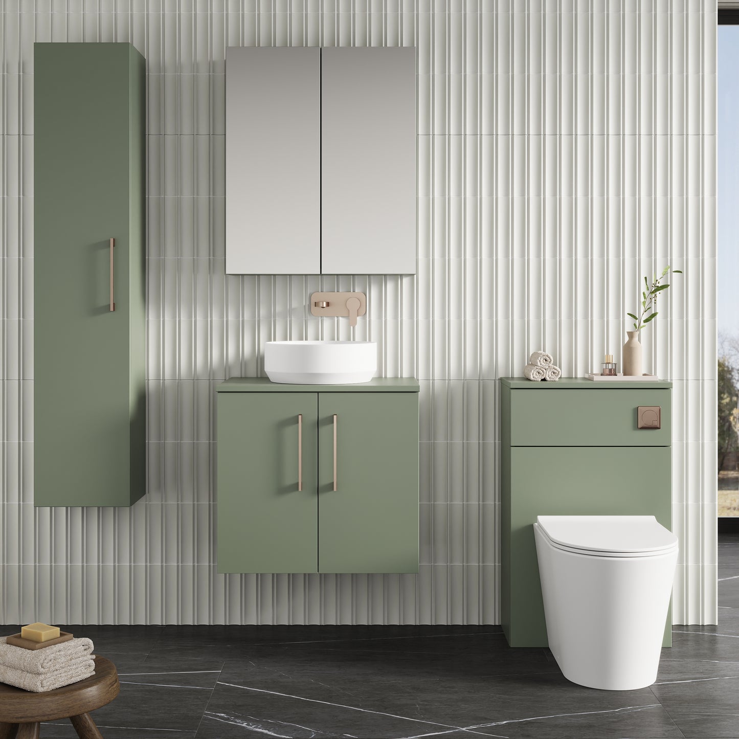 NUIE 600mm Wall Hung 2 Door Vanity & Worktop