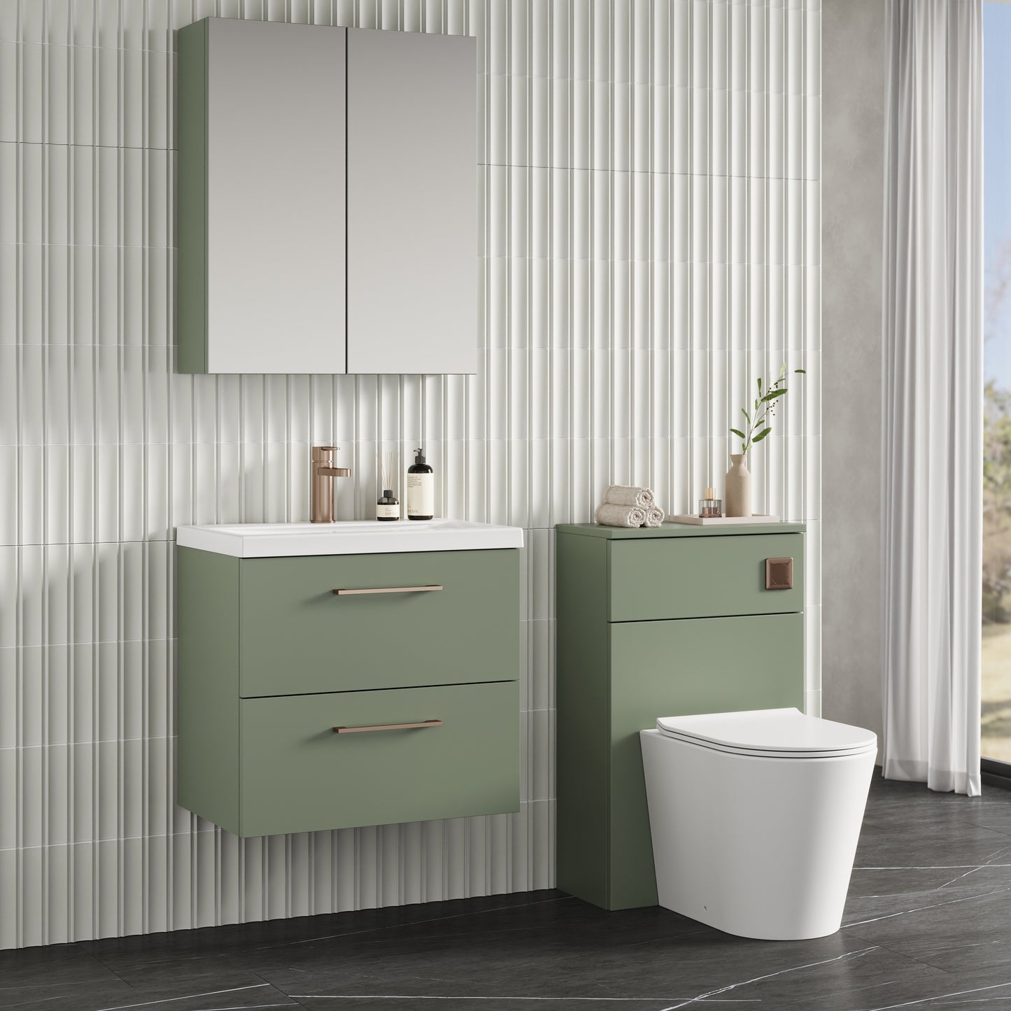 NUIE 600mm Wall Hung 2 Drawer Vanity & Basin 1
