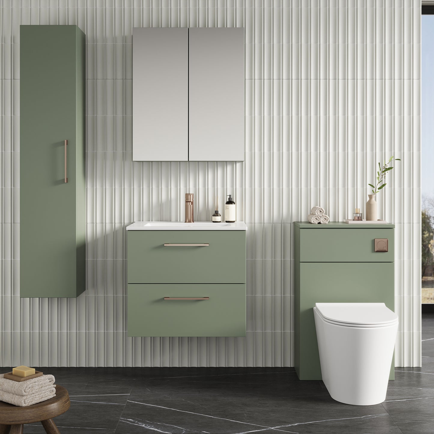 NUIE 600mm Wall Hung 2 Drawer Vanity & Basin 2