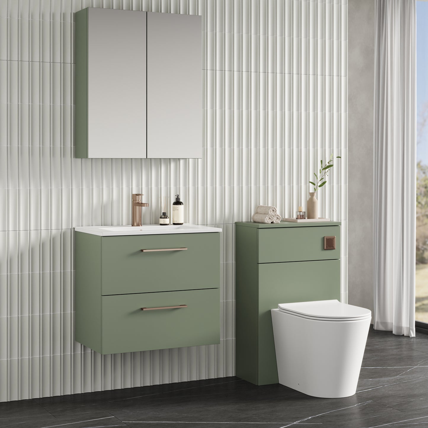 NUIE 600mm Wall Hung 2 Drawer Vanity & Basin 2
