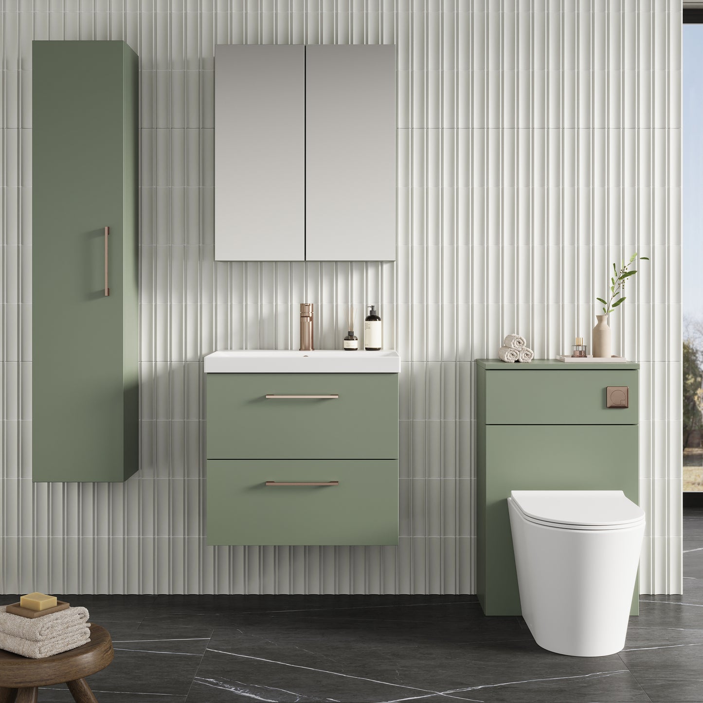 NUIE 600mm Wall Hung 2 Drawer Vanity & Basin 3