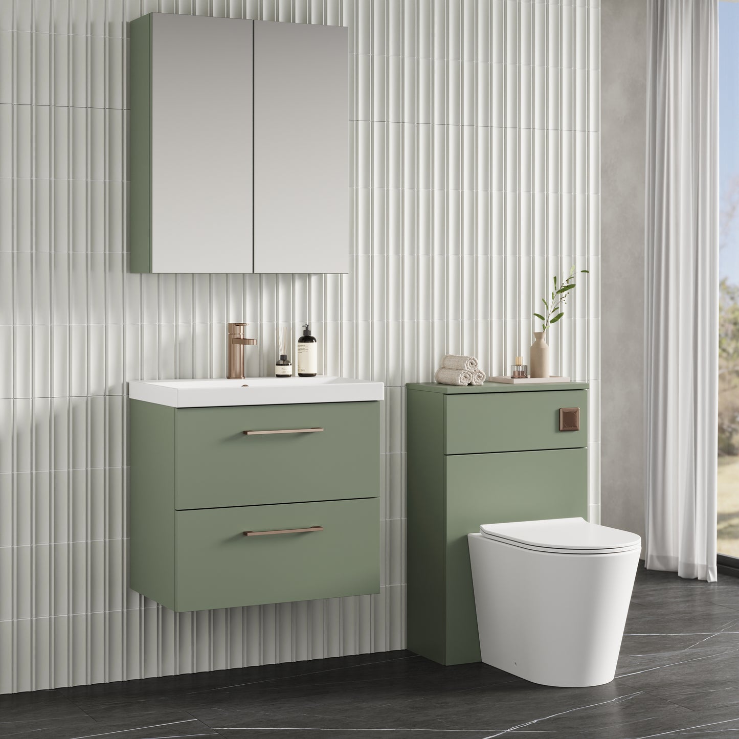 NUIE 600mm Wall Hung 2 Drawer Vanity & Basin 3