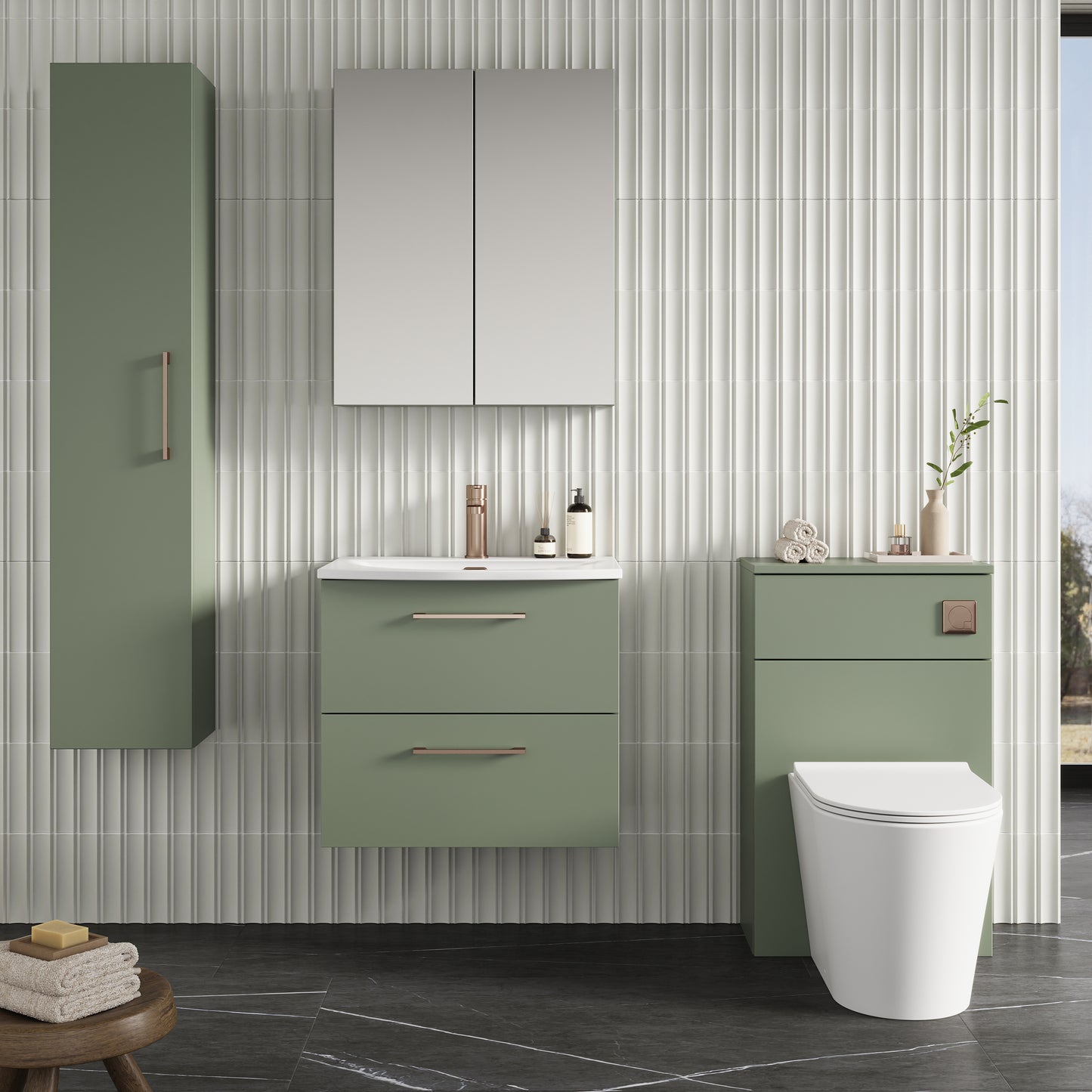 NUIE 600mm Wall Hung 2 Drawer Vanity & Basin 4