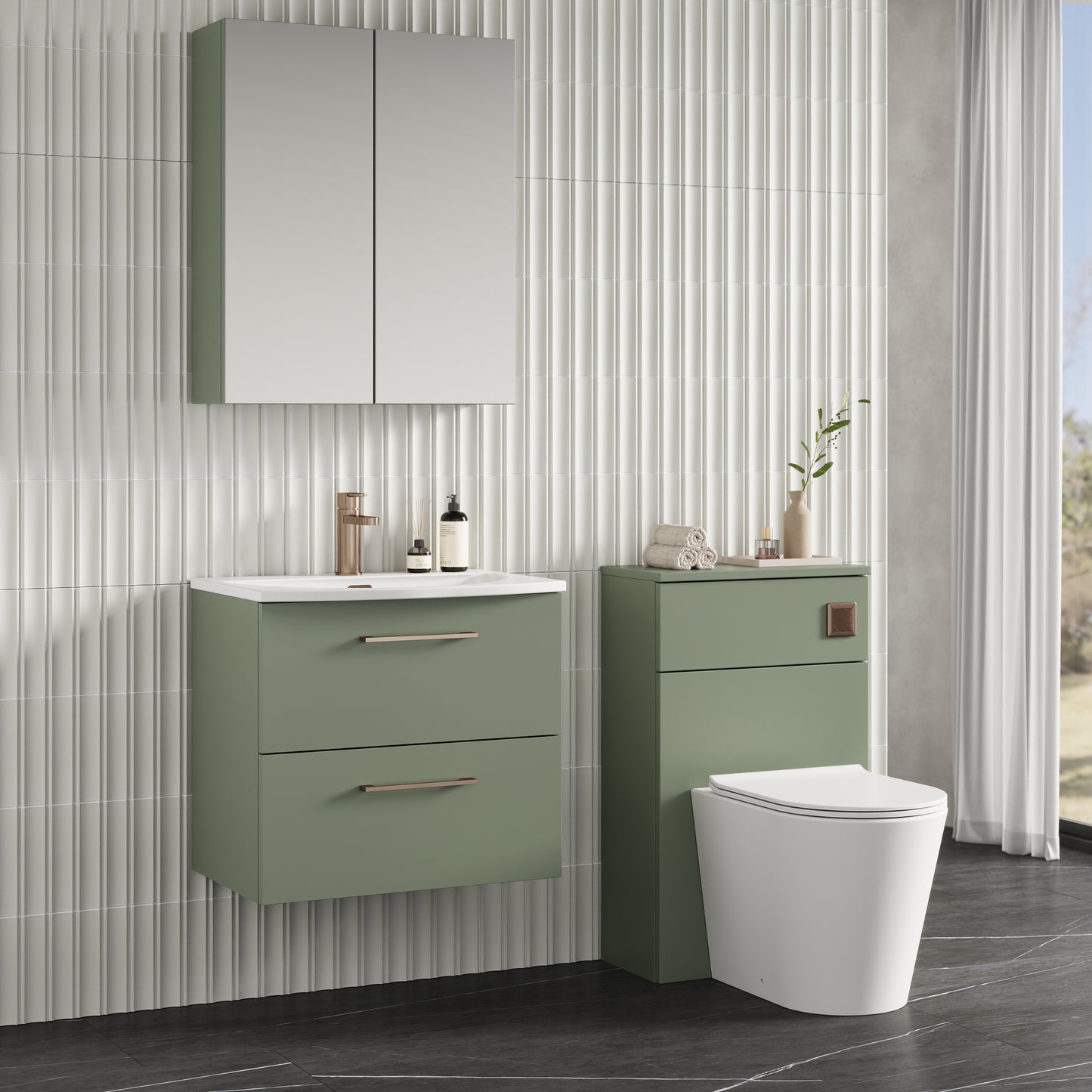 NUIE 600mm Wall Hung 2 Drawer Vanity & Basin 4