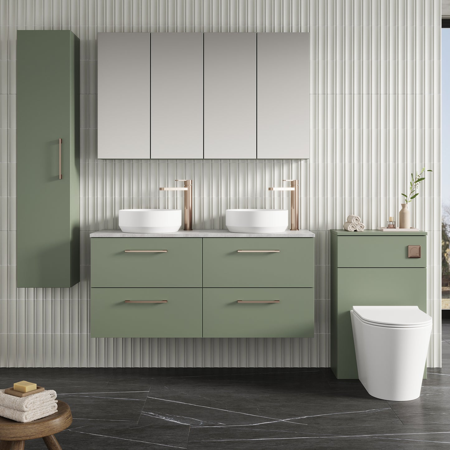 NUIE 1200mm Wall Hung 4-Drawer Vanity & Laminate Worktop