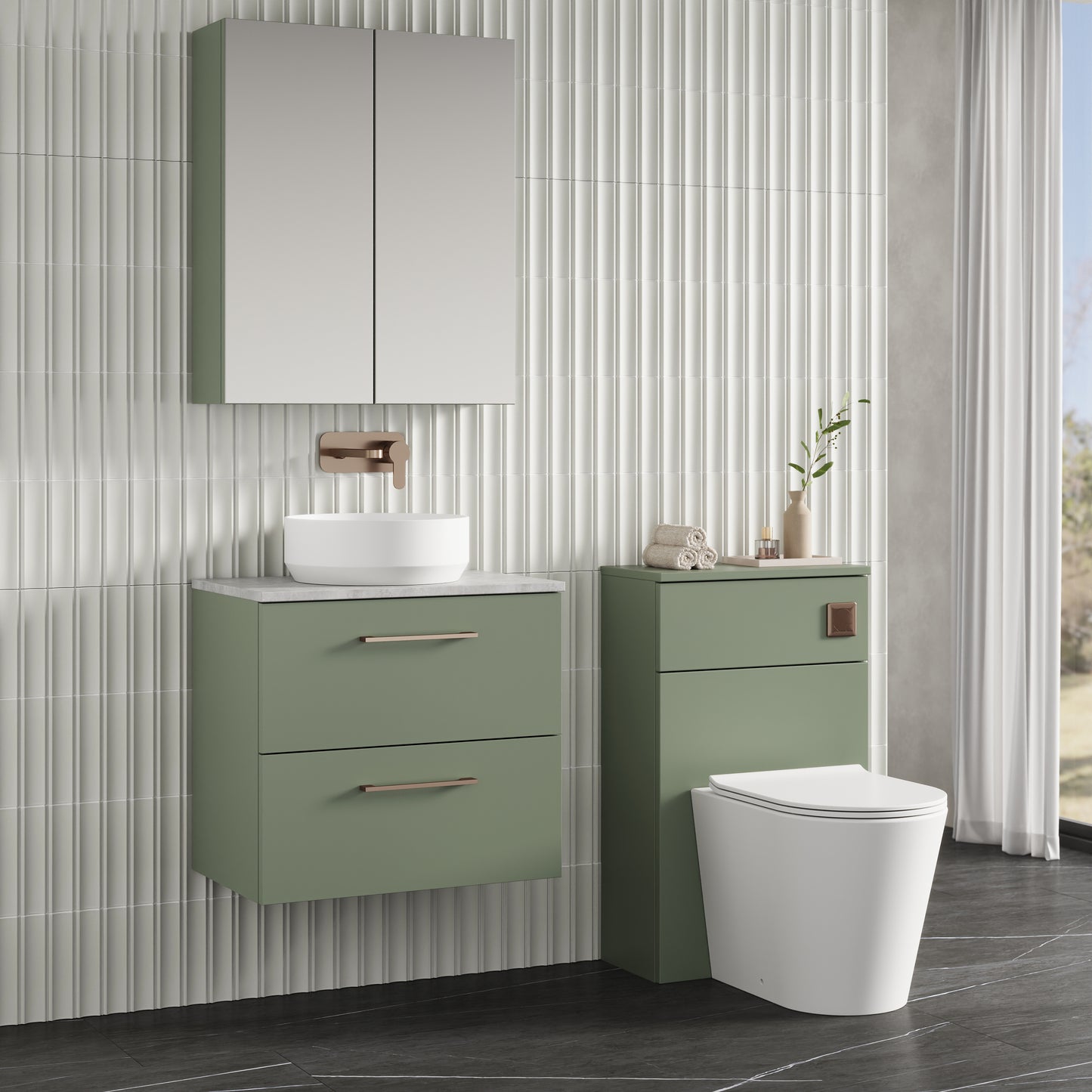 NUIE 600mm Wall Hung 2 Drawer Vanity & Laminate Top