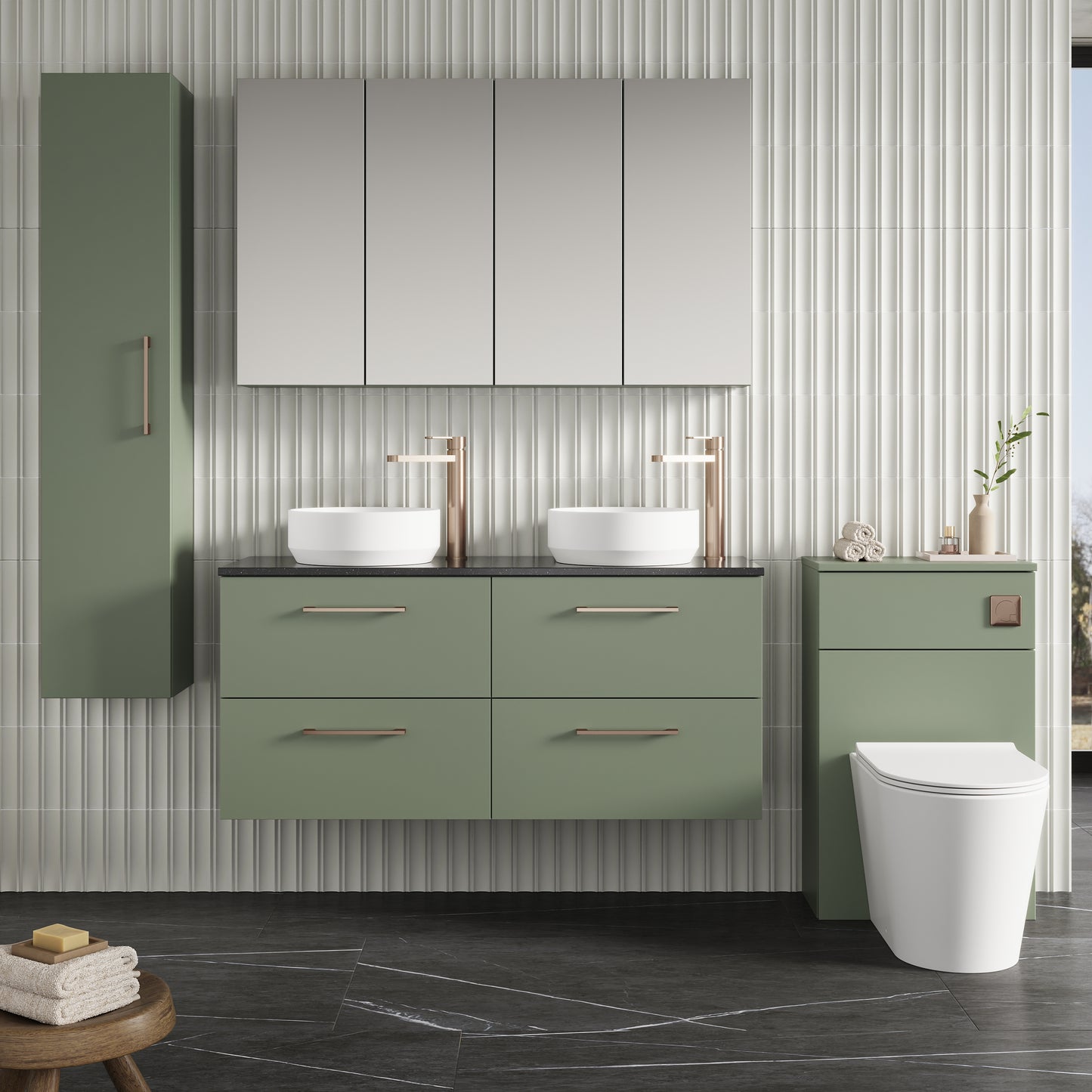 NUIE 1200mm Wall Hung 4-Drawer Vanity & Laminate Worktop