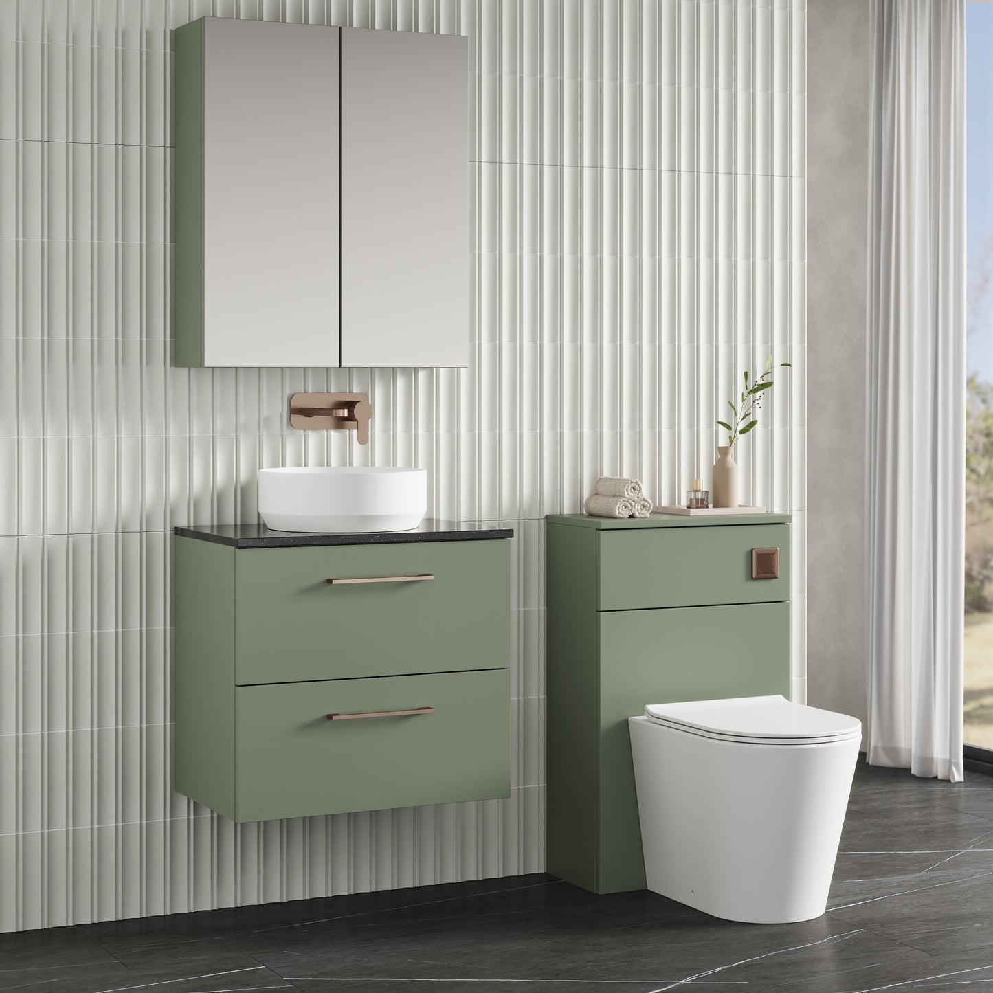 NUIE 600mm Wall Hung 2 Drawer Vanity & Laminate Top