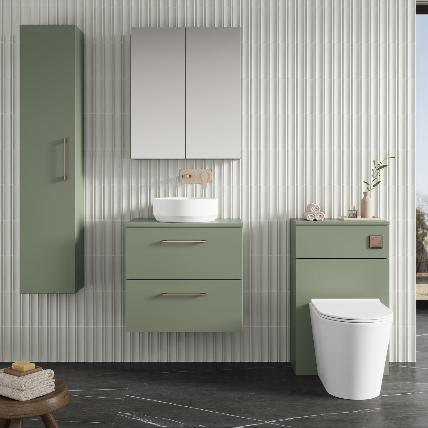 NUIE 600mm Wall Hung 2 Drawer Vanity & Worktop