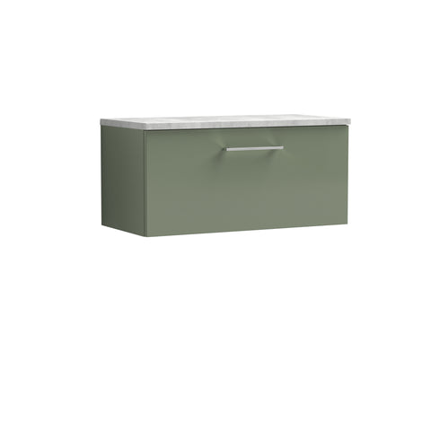 NUIE 800mm Wall Hung Single Drawer Vanity & Laminate Top