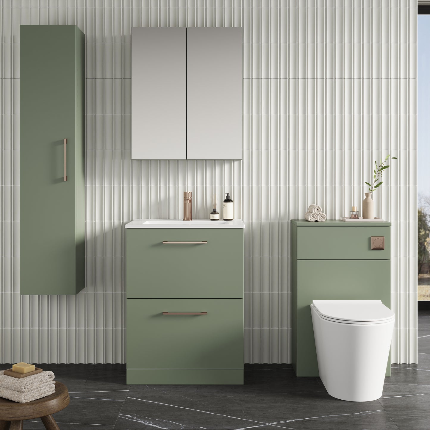 NUIE 600mm Floor Standing 2 Drawer Vanity & Basin 2