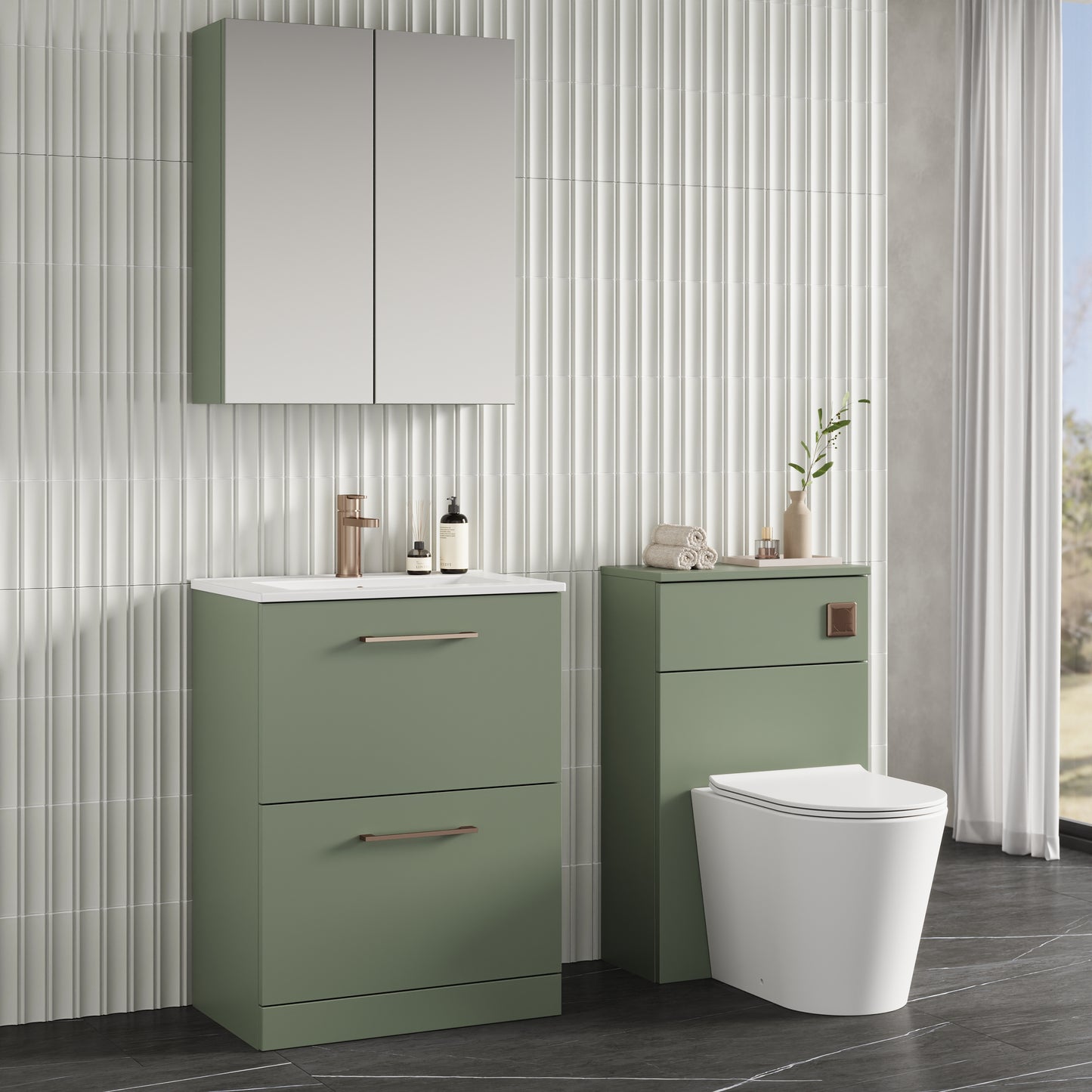 NUIE 600mm Floor Standing 2 Drawer Vanity & Basin 2