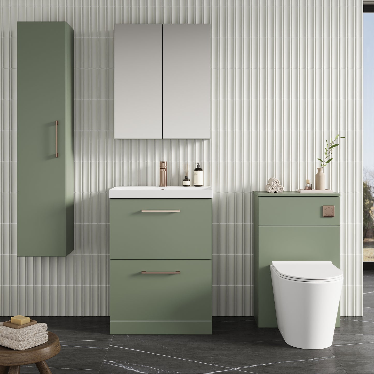 NUIE 600mm Floor Standing 2 Drawer Vanity & Basin 3