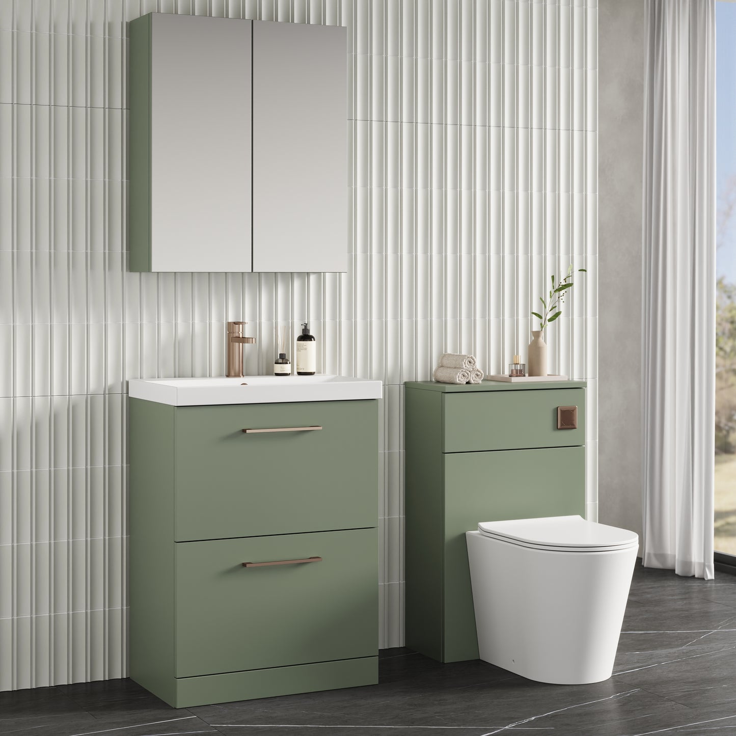 NUIE 600mm Floor Standing 2 Drawer Vanity & Basin 3