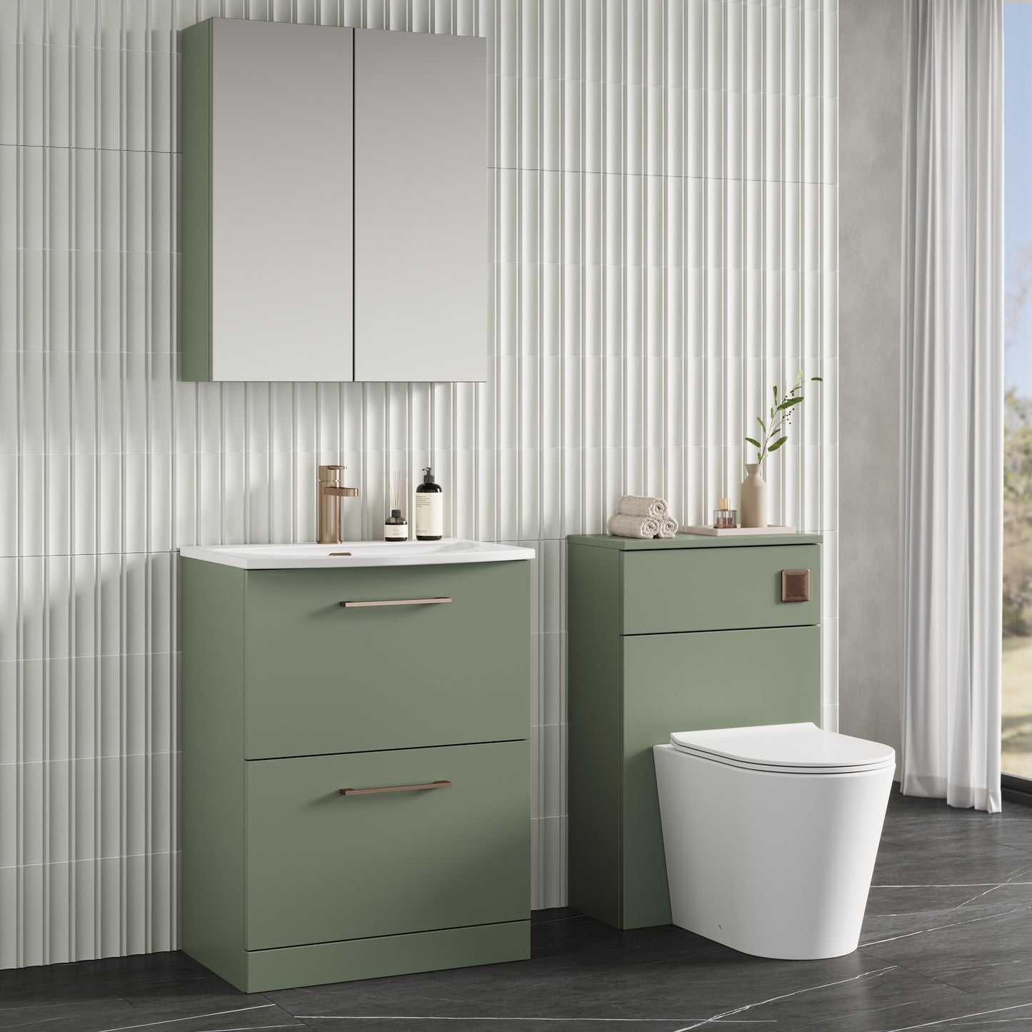NUIE 600mm Floor Standing 2 Drawer Vanity & Basin 4