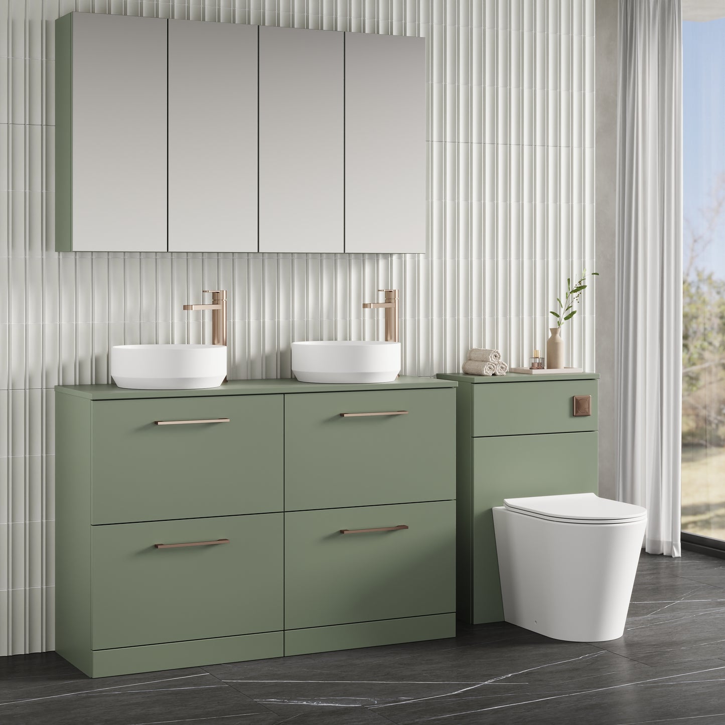 NUIE 1200mm Floor Standing 4 Drawer Vanity & Worktop