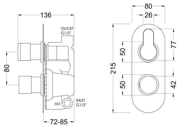 NUIE NUIE Arvan Twin Thermostatic Valve