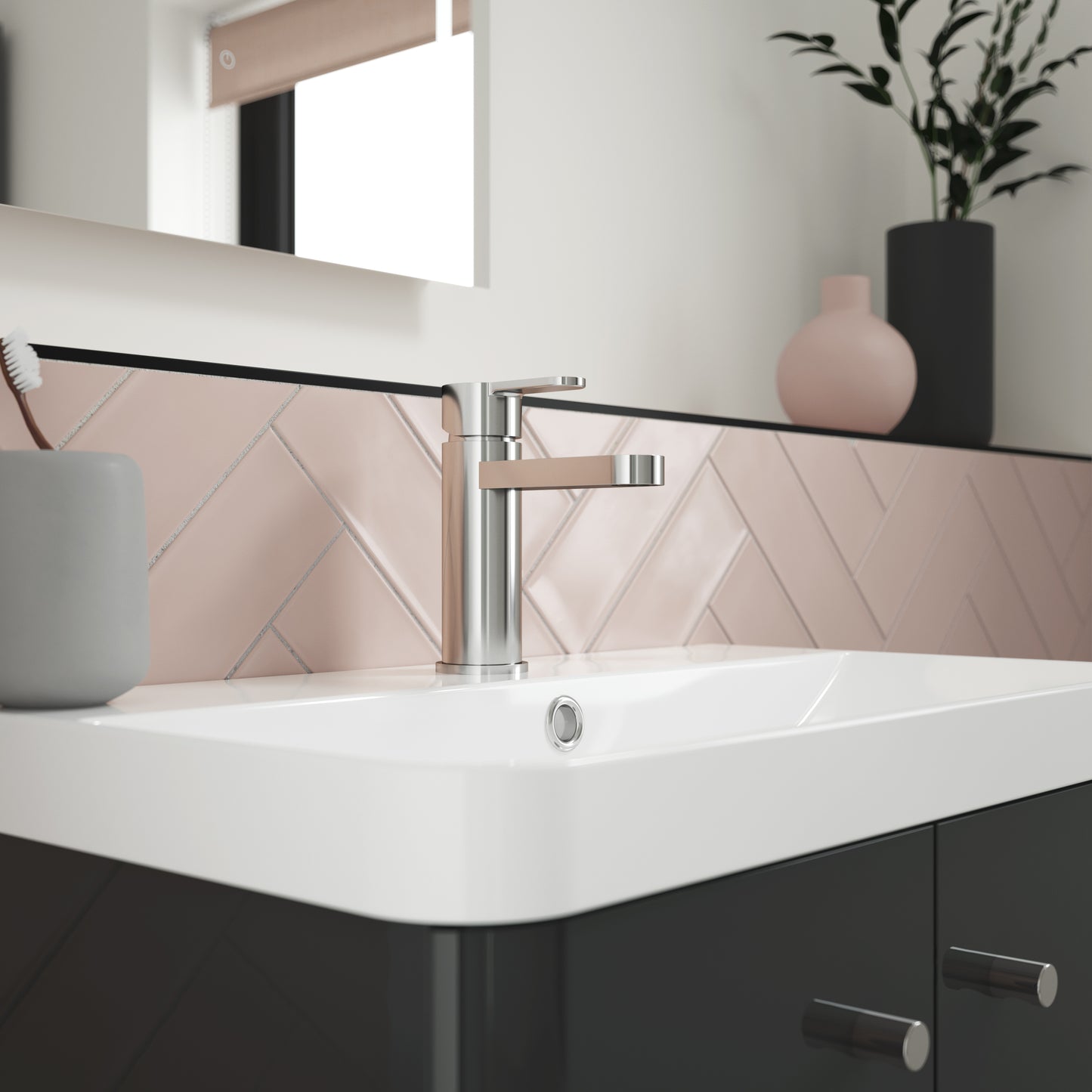 NUIE Mono Basin Mixer With Push Button Waste