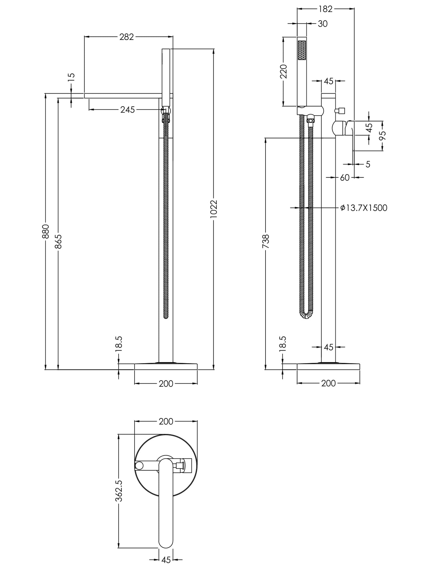 NUIE Freestanding Bath Shower Mixer