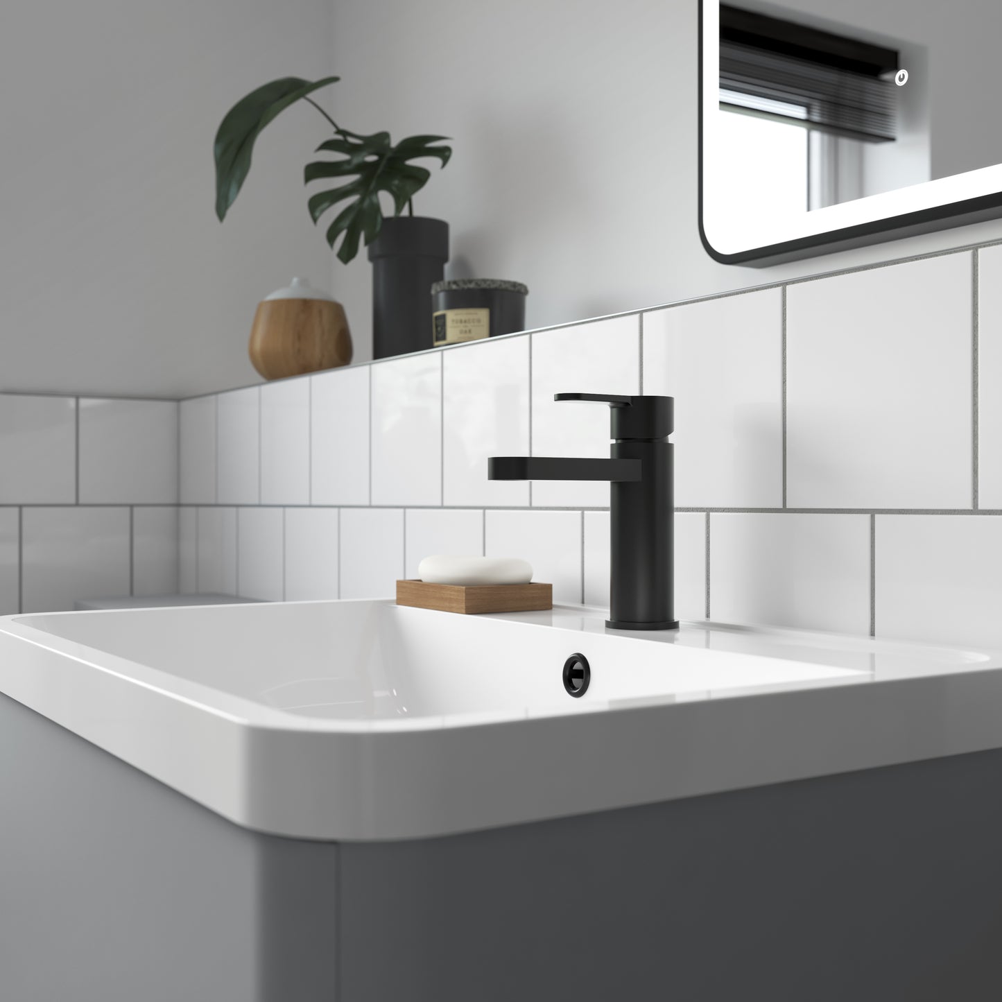 NUIE Mono Basin Mixer With Push Button Waste