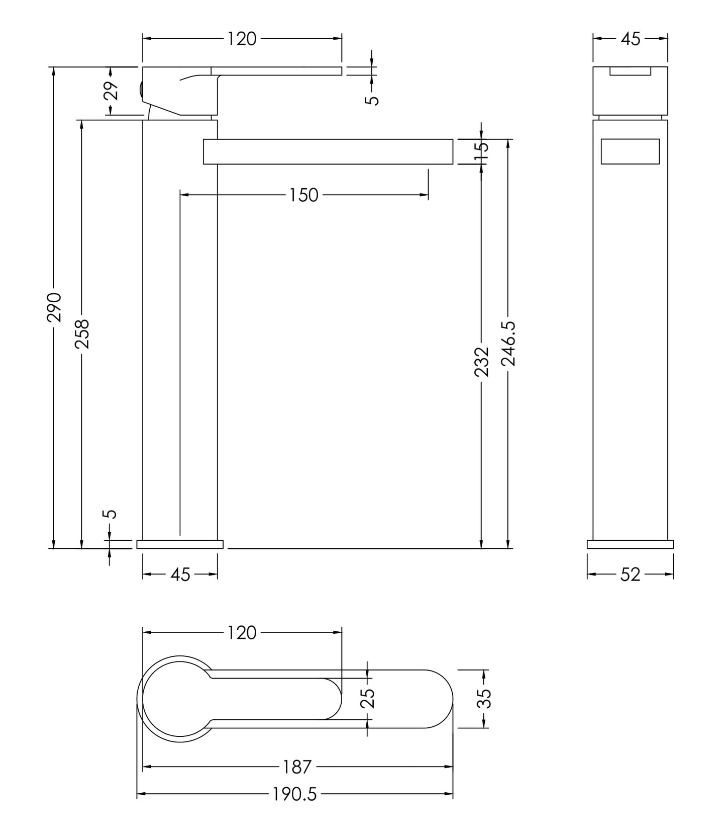NUIE High-Rise Mono Basin Mixer (No Waste)
