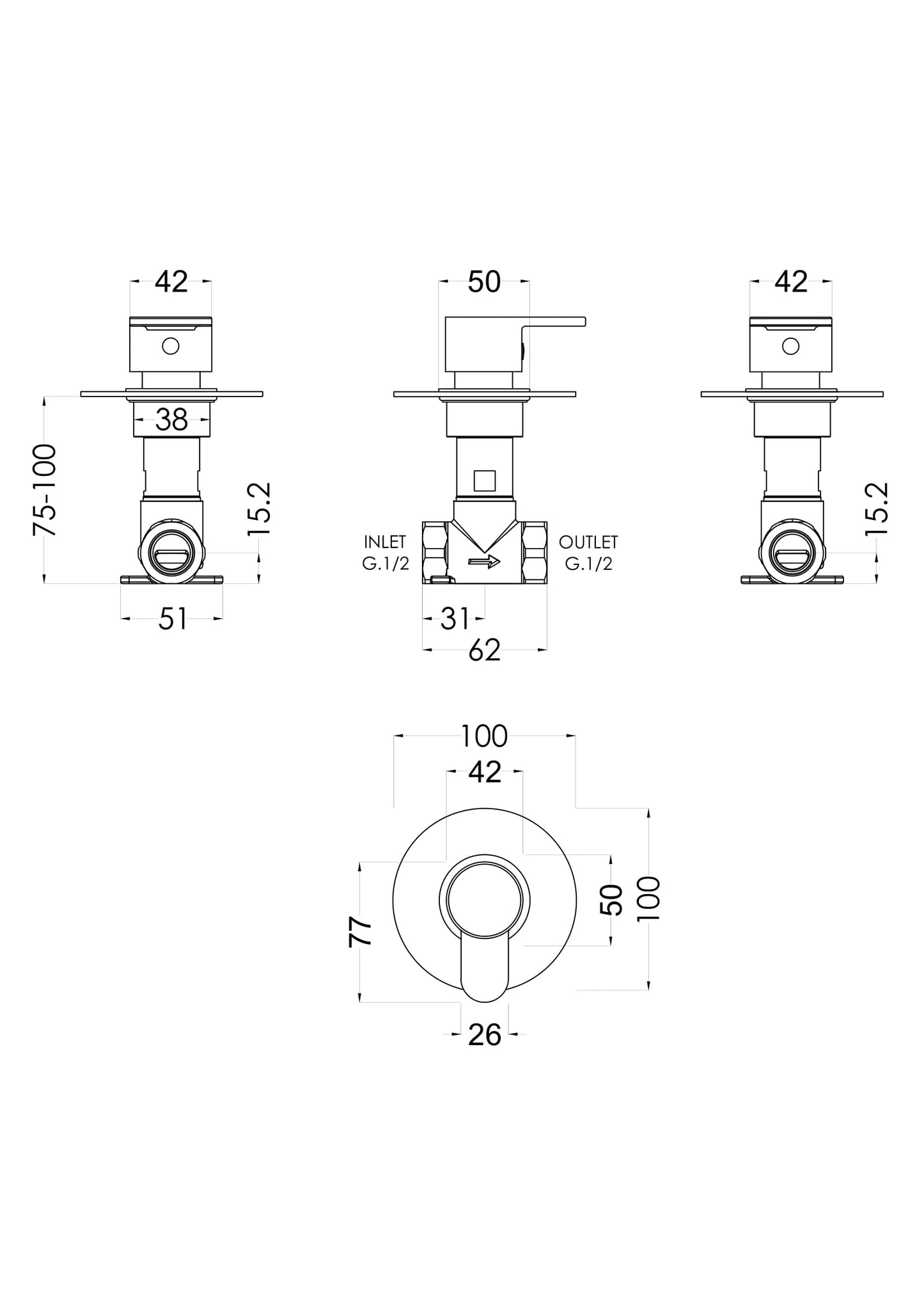 NUIE Concealed Stop Tap