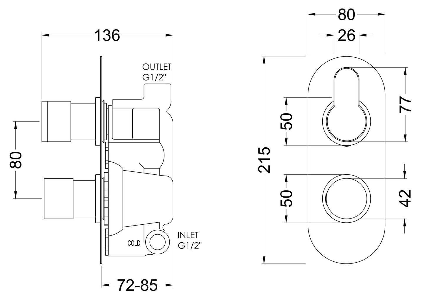 NUIE Twin Thermostatic Valve