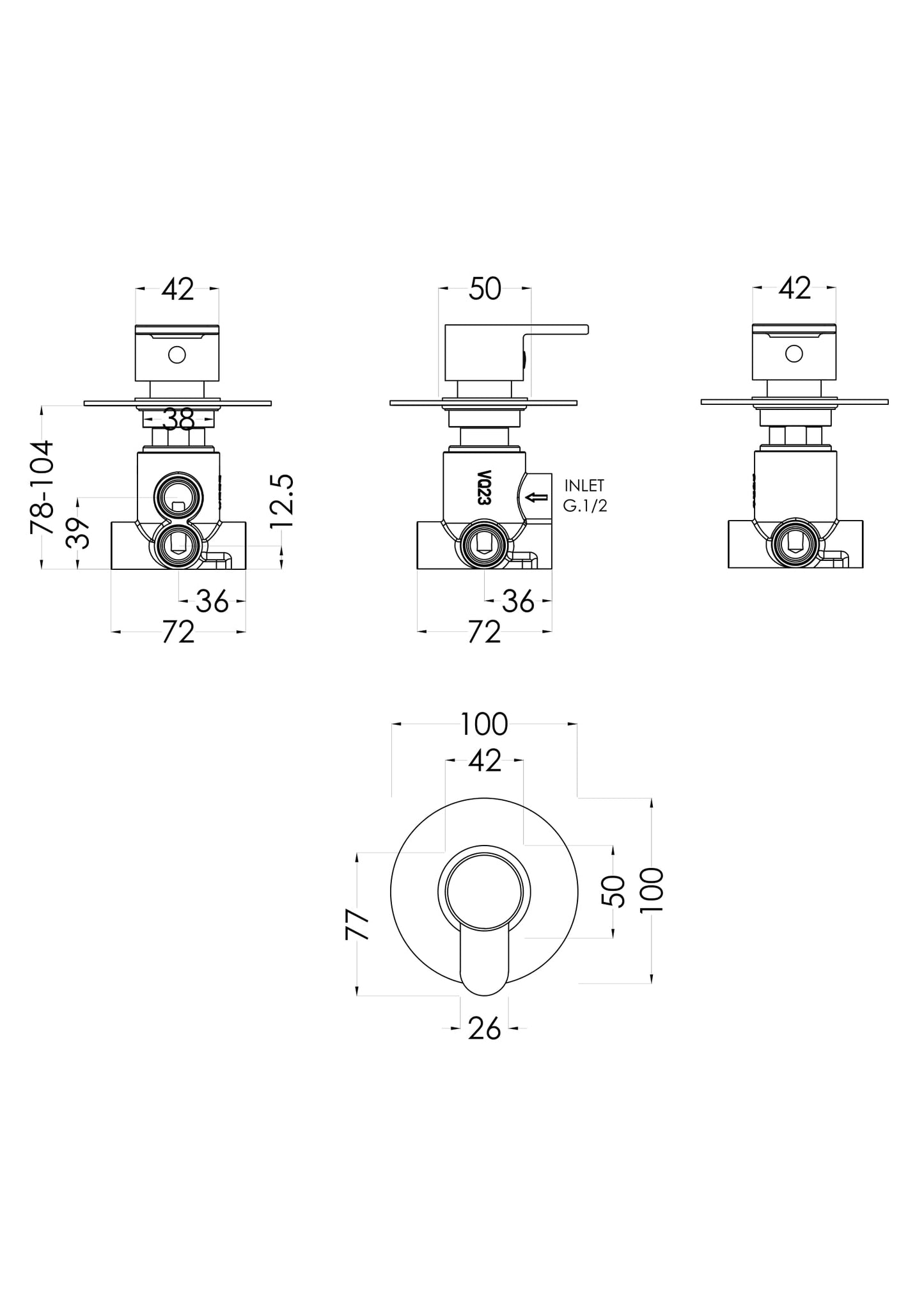 NUIE Concealed Diverter 2/3/4 Way