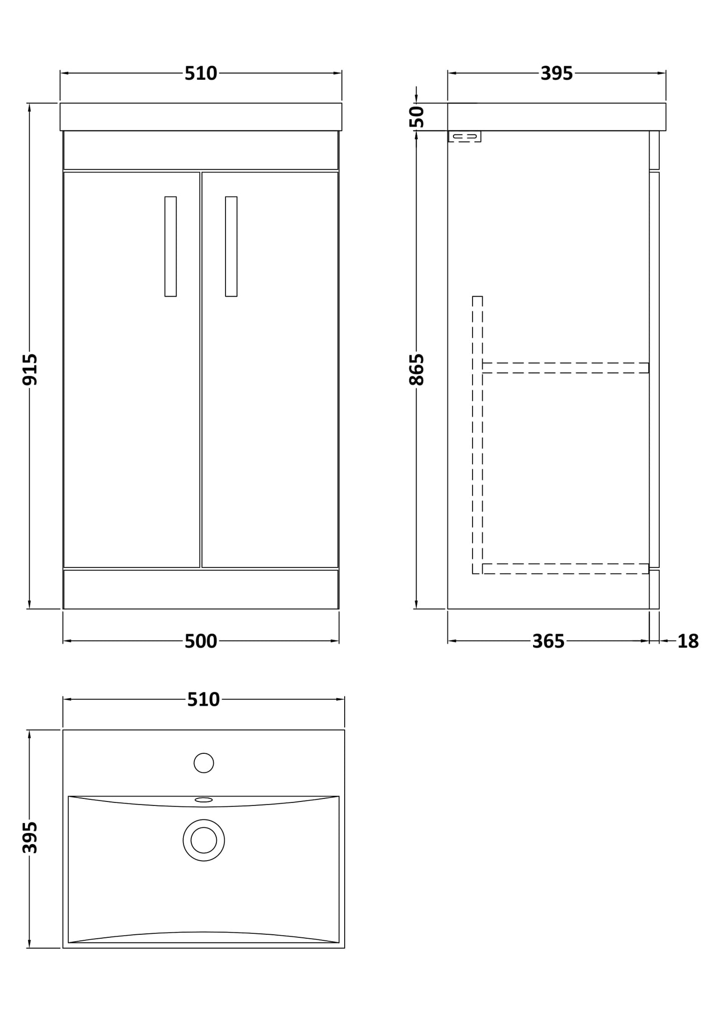 NUIE 500mm Floor Standing Vanity With Basin 3