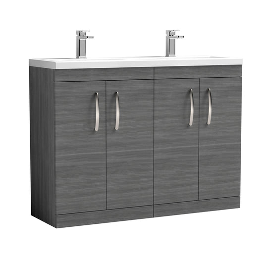 NUIE 1200mm Floor Standing Cabinet With Double Ceramic Basin