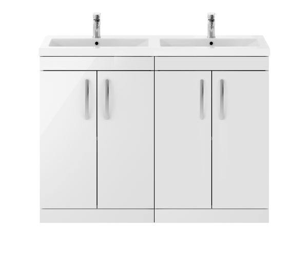 NUIE 1200mm Floor Standing Cabinet With Double Ceramic Basin