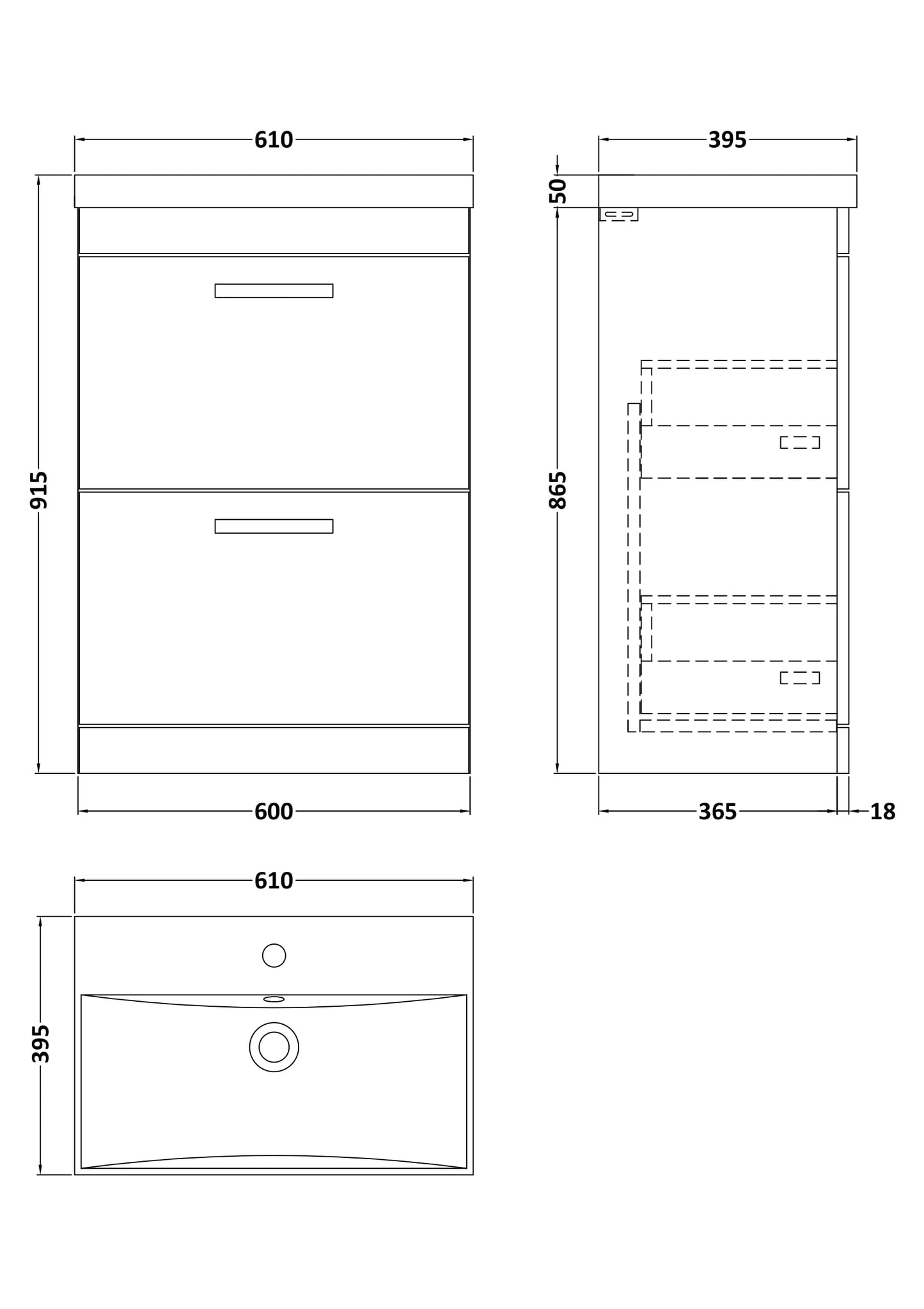 NUIE 600mm Floor Standing Vanity With Basin 3